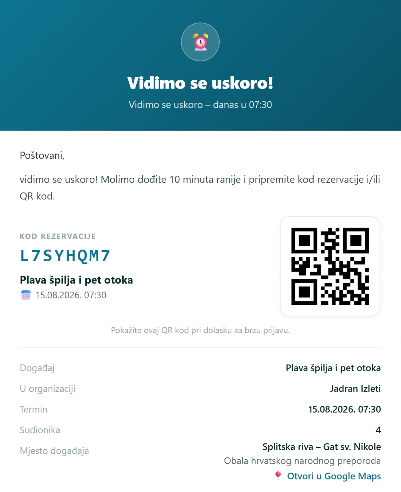 Uskoro krećemo! Kratka najava par sati prije termina